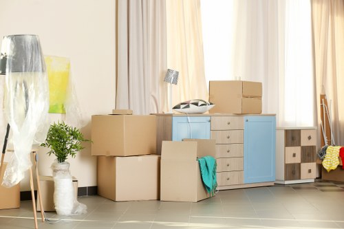 Organized office storage units in a Tokyngton workplace