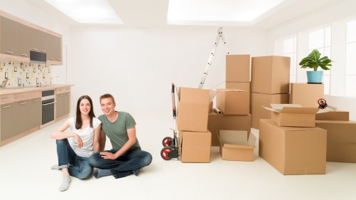 Packed furniture ready for short-term storage in Tokyngton